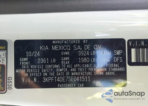 2025 Kia K4 Lx from USA, damaged, VIN 3KPFT4DE7SE041511
